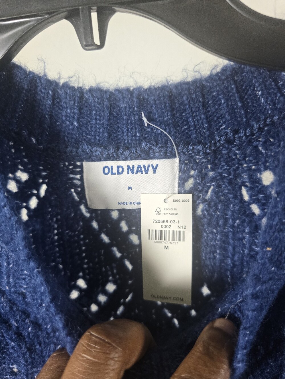 NWT Old Navy Blue Pointelle Knit Sweater Womens M Crew Neck Long Sleeve Cozy - Picture 6 of 9